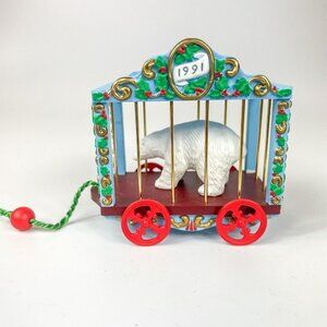 1991 HALLMARK Keepsake ORNAMENT "POLAR CIRCUS WAGON" Polar Bear Pull Toy Wagon